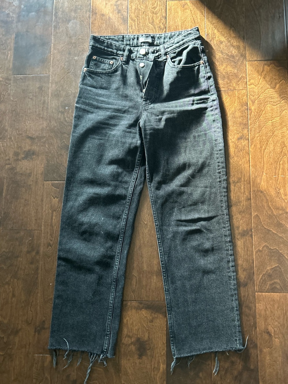 Zara High-Rise Black Straight Leg Jeans